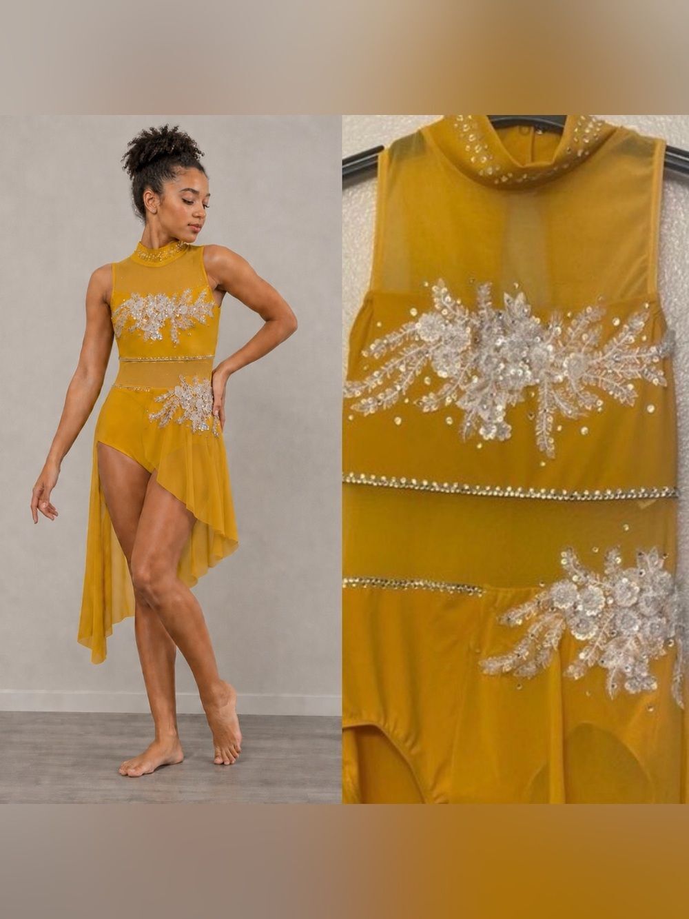 Weissman Balera dance costume solo yellow custom lyrical D10496 MA adult